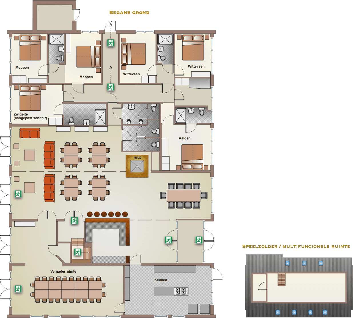 Floor plan of the ground floor at Orvelter Hof
